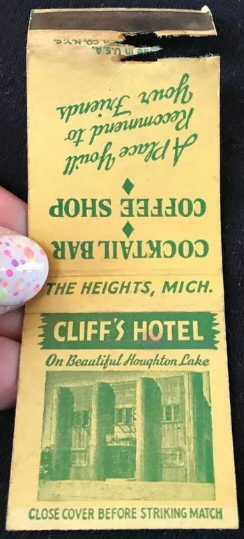 Cliffs Hotel (Heights Inn) - Matchbook